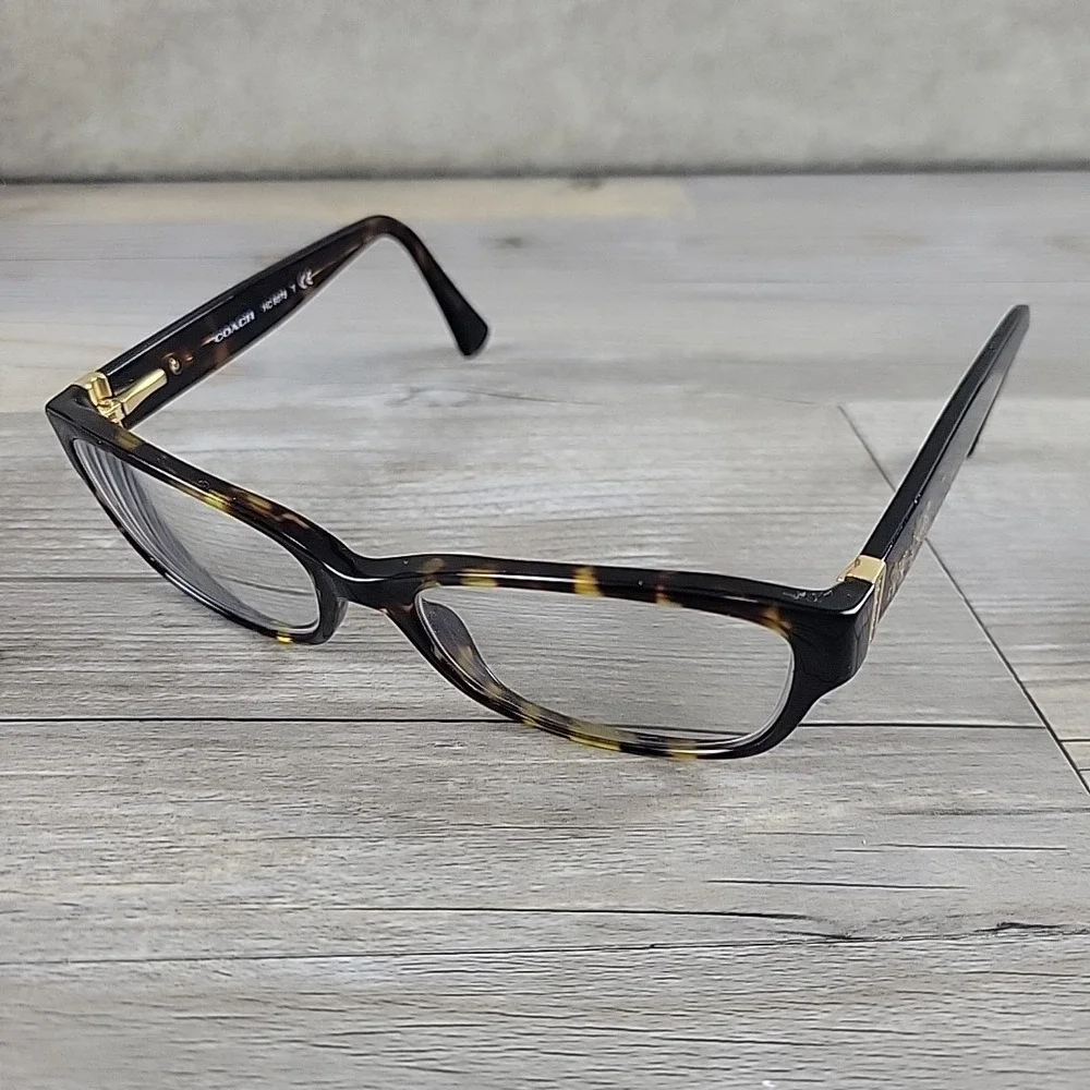 Coach Tortoise Shell Rectangular Sunglasses Frames - Brown & Gold Accents